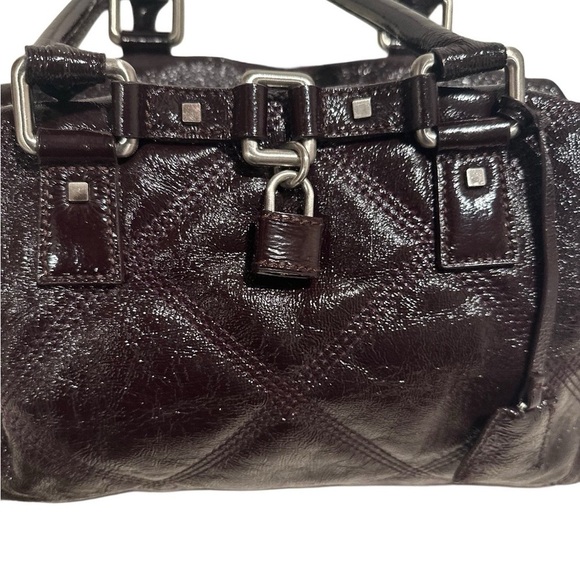 Talbots Vintage Shiny Quilted Leather Shoulder Bag Satchel Purse Dark Burgundy - Picture 11 of 16